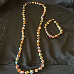 Italian glass bead necklace and bracelet set.